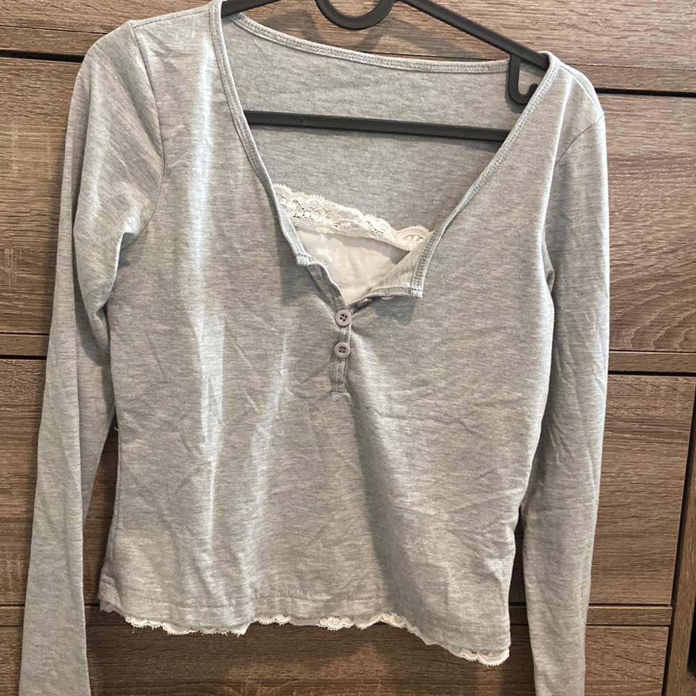 Grey lace long sleeve